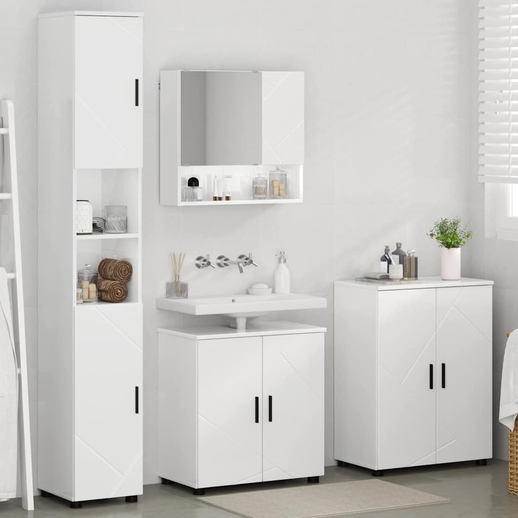 Bathroom Furniture Set Wall-mounted 4 pcs High Gloss White