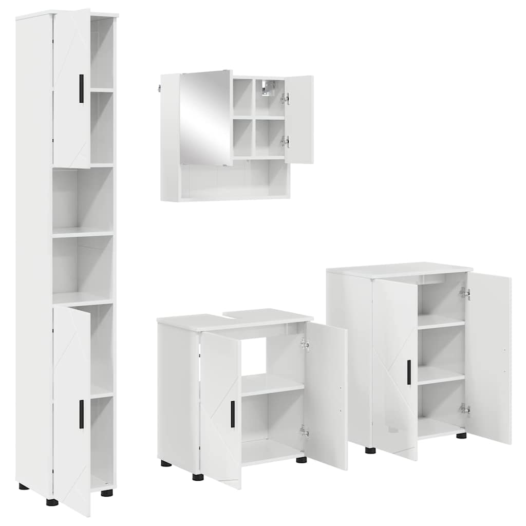Bathroom Furniture Set Wall-mounted 4 pcs High Gloss White