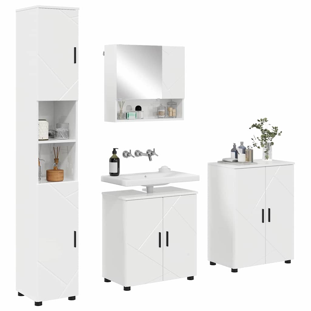 Bathroom Furniture Set Wall-mounted 4 pcs High Gloss White