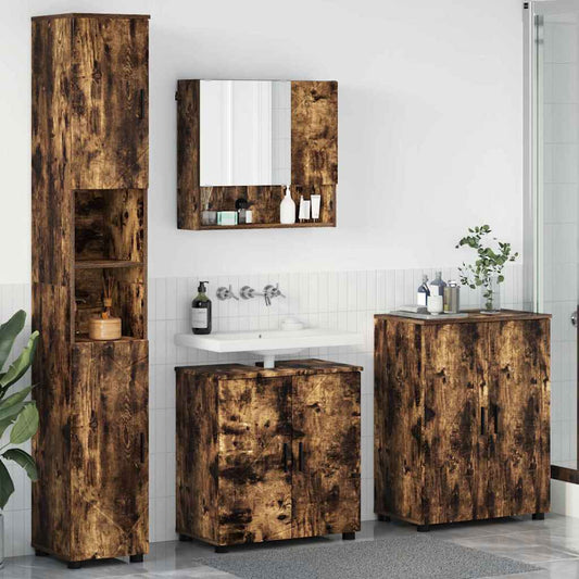 Bathroom Furniture Set 4 pcs Smoked Oak 61 x 35 x 64 cm