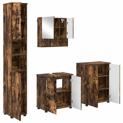Bathroom Furniture Set 4 pcs Smoked Oak 61 x 35 x 64 cm