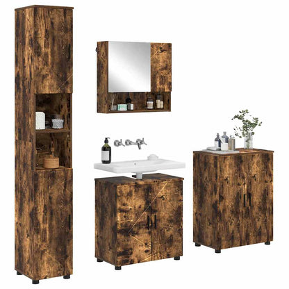 Bathroom Furniture Set 4 pcs Smoked Oak 61 x 35 x 64 cm