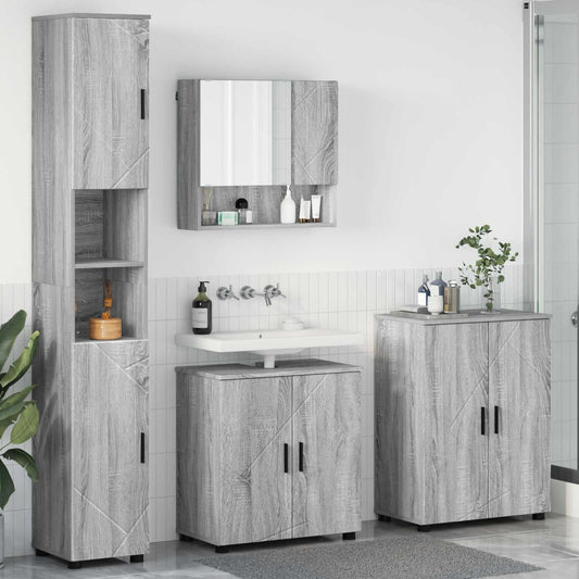 Bathroom Furniture Set 4 pcs Grey Sonoma 61 x 35 x 64 cm