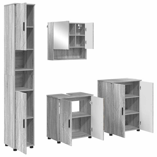 Bathroom Furniture Set 4 pcs Grey Sonoma 61 x 35 x 64 cm