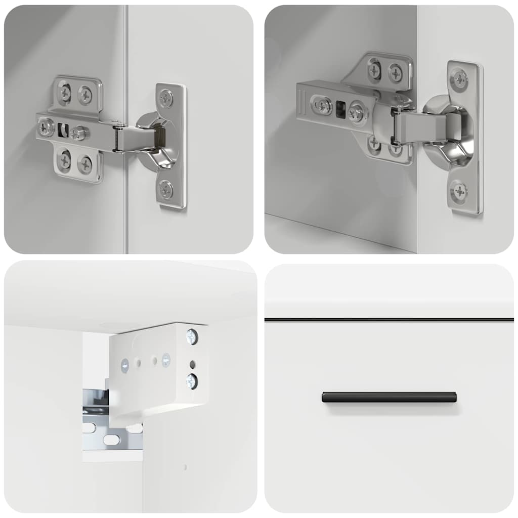 Bathroom Furniture Set 2 pcs White Engineered Wood and Metal