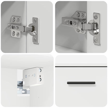Bathroom Furniture Set 2 pcs White Engineered Wood and Metal