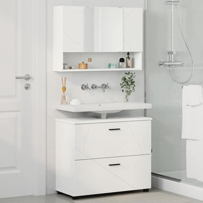Bathroom Furniture Set 2 pcs White Engineered Wood and Metal