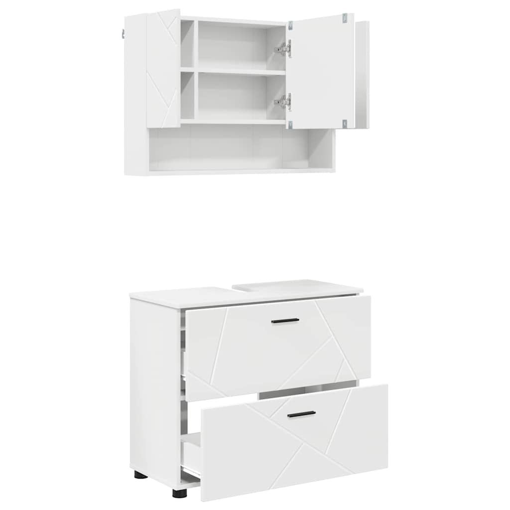 Bathroom Furniture Set 2 pcs White Engineered Wood and Metal
