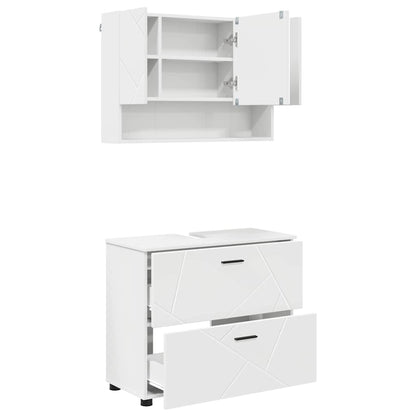 Bathroom Furniture Set 2 pcs White Engineered Wood and Metal