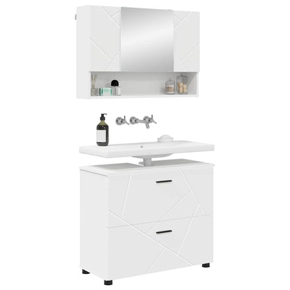 Bathroom Furniture Set 2 pcs White Engineered Wood and Metal