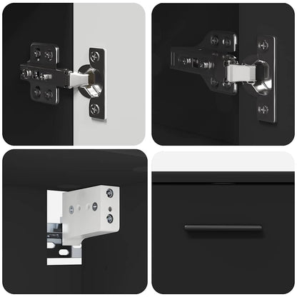 Bathroom Furniture Set 2 pcs Black Engineered Wood and Metal