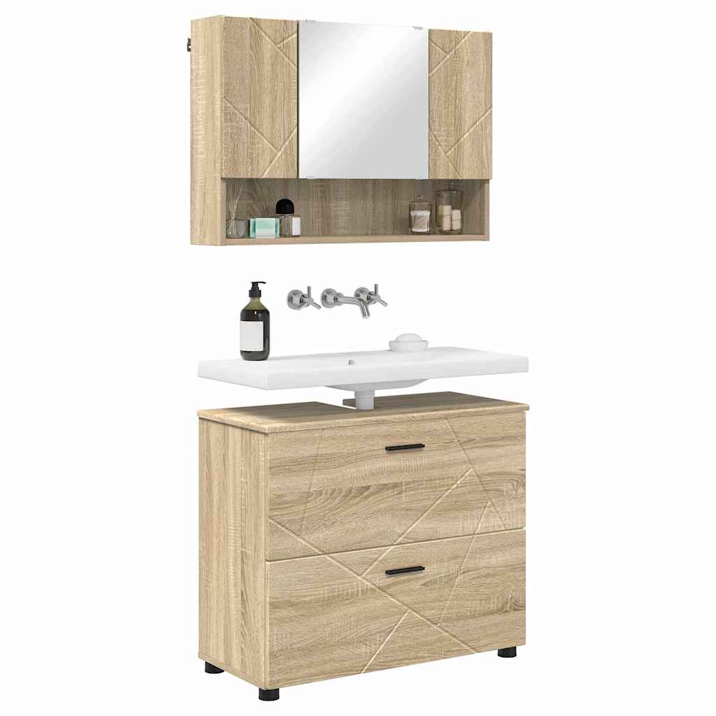 Bathroom Furniture Set with Drawer with Shelf 2 pcs Sonoma Oak