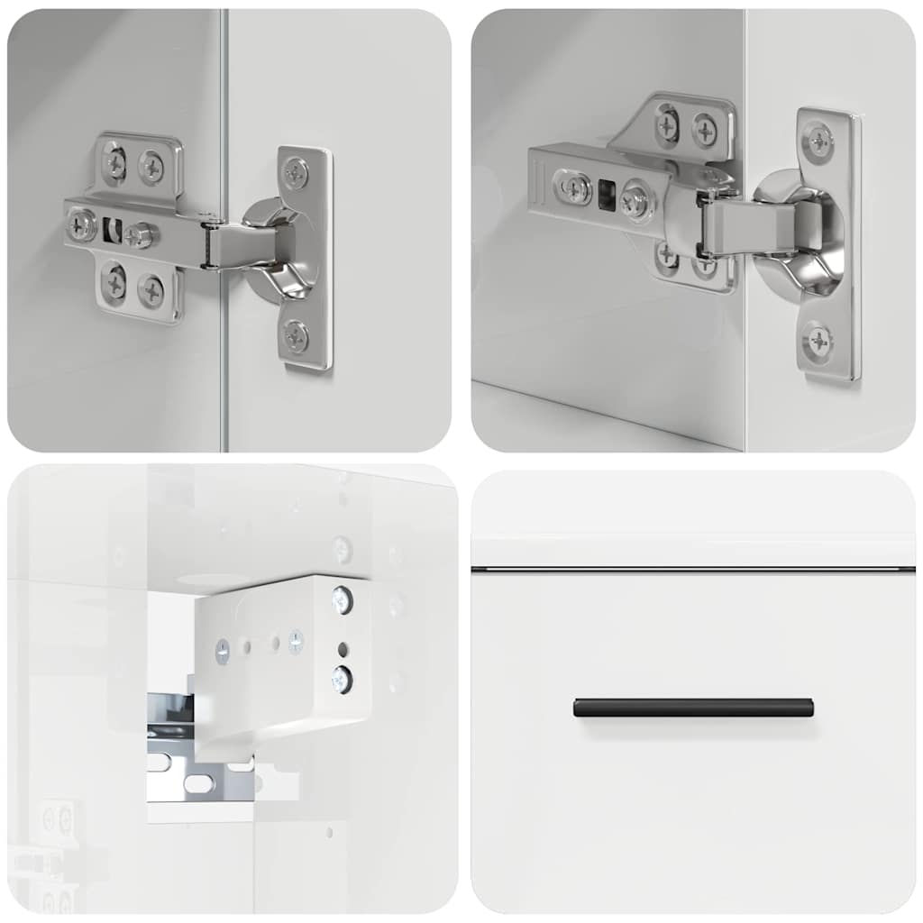 Bathroom Furniture Set with Drawer 2 pcs High Gloss White