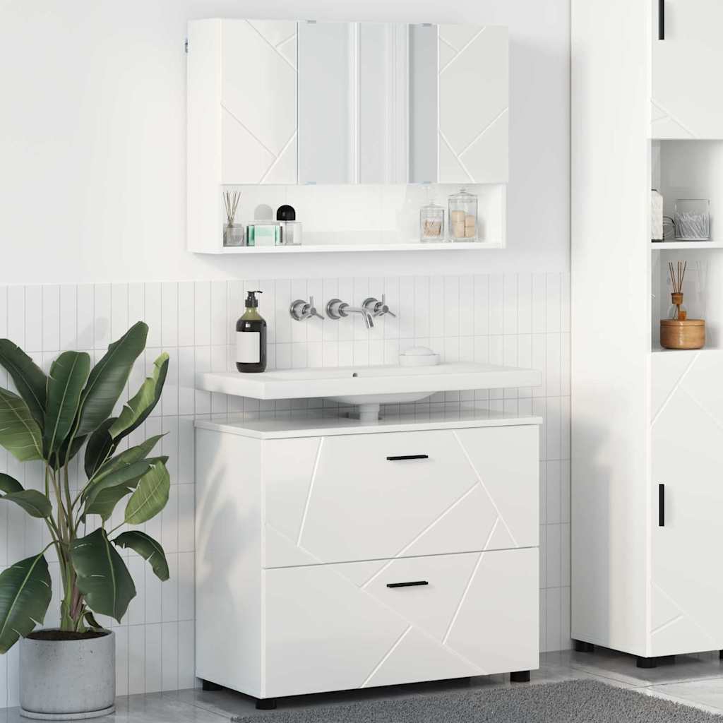 Bathroom Furniture Set with Drawer 2 pcs High Gloss White