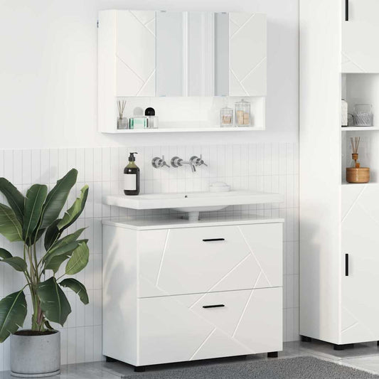 Bathroom Furniture Set with Drawer 2 pcs High Gloss White