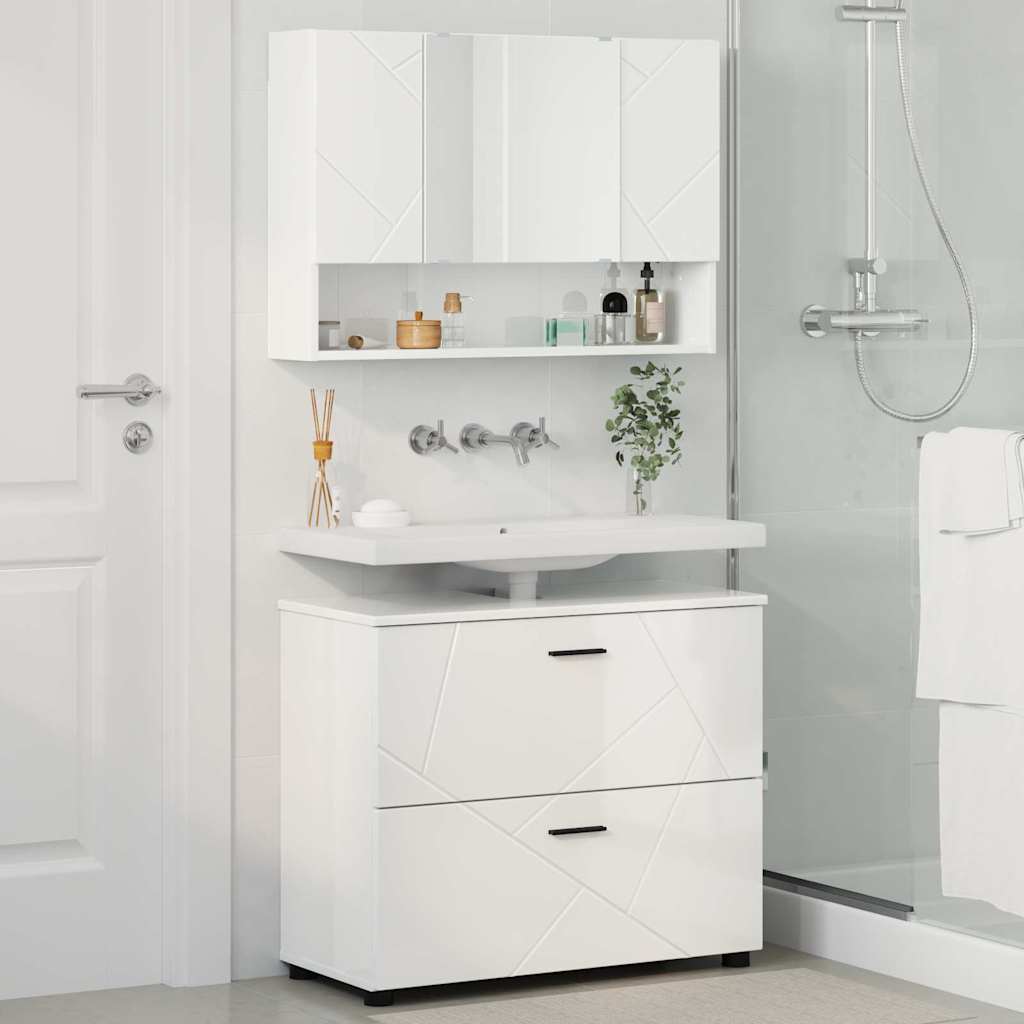 Bathroom Furniture Set with Drawer 2 pcs High Gloss White