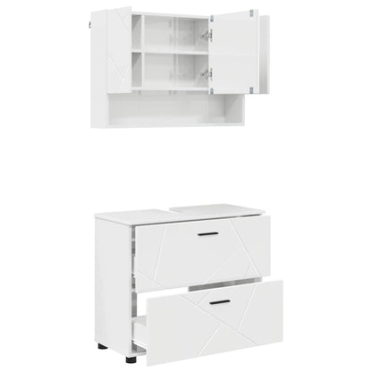 Bathroom Furniture Set with Drawer 2 pcs High Gloss White