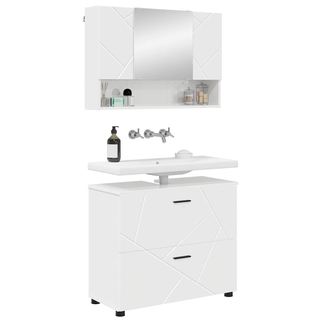 Bathroom Furniture Set with Drawer 2 pcs High Gloss White