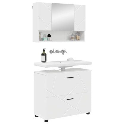 Bathroom Furniture Set with Drawer 2 pcs High Gloss White