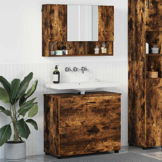 Bathroom Furniture Set 2 pcs Smoked Oak