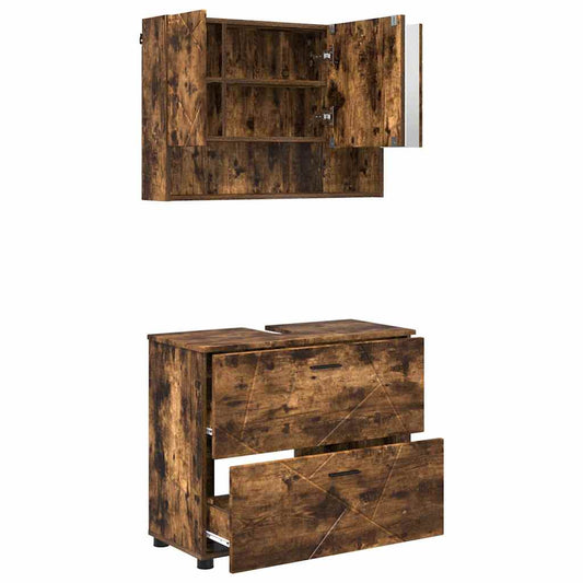 Bathroom Furniture Set 2 pcs Smoked Oak