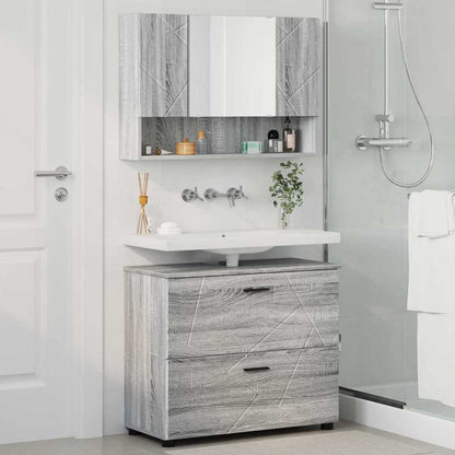 Bathroom Furniture Set with Drawer with Shelf 2 pcs Grey Sonoma