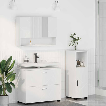 Bathroom Furniture Set 3 pcs White Engineered Wood and Metal