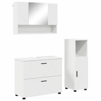 Bathroom Furniture Set 3 pcs White Engineered Wood and Metal