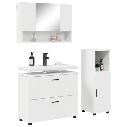 Bathroom Furniture Set 3 pcs White Engineered Wood and Metal