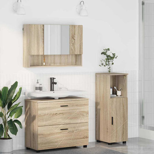 Bathroom Furniture Set 3 pcs Sonoma Oak