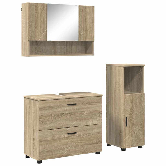 Bathroom Furniture Set 3 pcs Sonoma Oak
