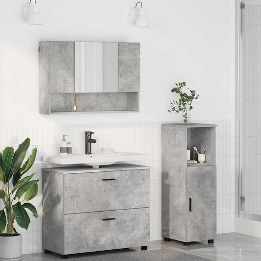 Bathroom Furniture Set 3 pcs Concrete Grey