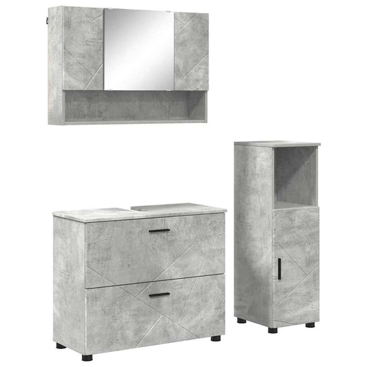 Bathroom Furniture Set 3 pcs Concrete Grey