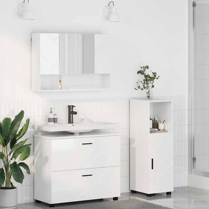 Bathroom Furniture Set with Drawer 3 pcs High Gloss White