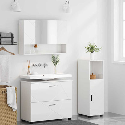 Bathroom Furniture Set with Drawer 3 pcs High Gloss White
