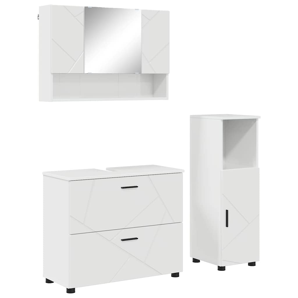 Bathroom Furniture Set with Drawer 3 pcs High Gloss White