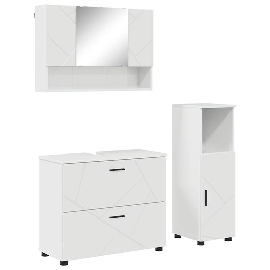 Bathroom Furniture Set with Drawer 3 pcs High Gloss White