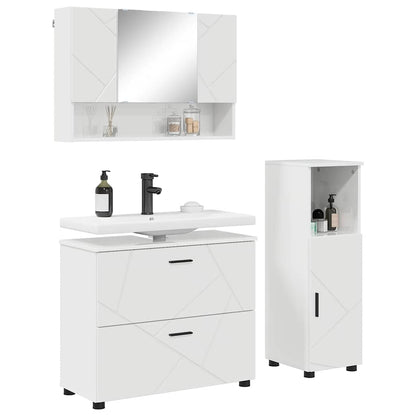 Bathroom Furniture Set with Drawer 3 pcs High Gloss White