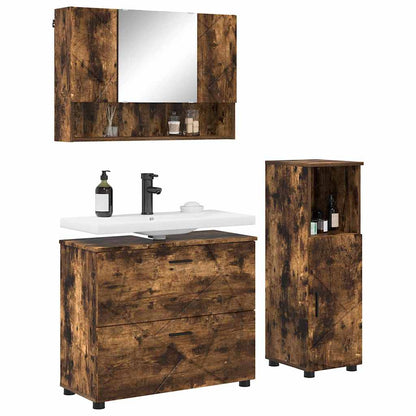 Bathroom Furniture Set 3 pcs Smoked Oak