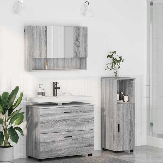 Bathroom Furniture Set 3 pcs Grey Sonoma