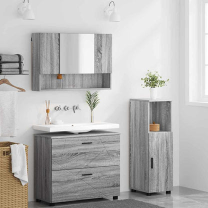 Bathroom Furniture Set with Drawer with Shelf 3 pcs Grey Sonoma