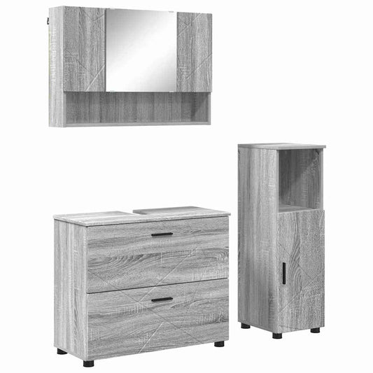 Bathroom Furniture Set 3 pcs Grey Sonoma