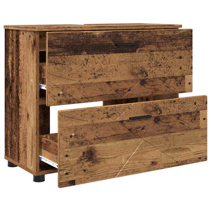 Bathroom Furniture Set 3 pcs Old Wood Engineered Wood and Metal