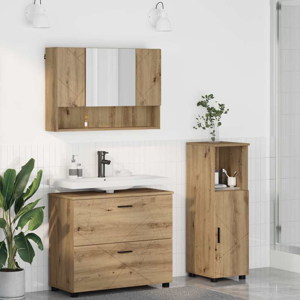 Bathroom Furniture Set 3 pcs Artisan Oak