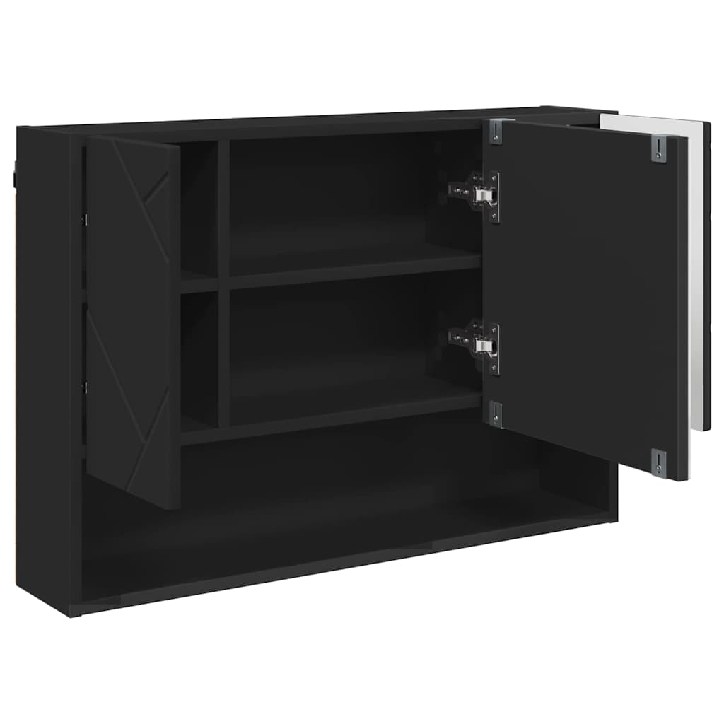 Bathroom Furniture Set 3 pcs Black Engineered Wood and Metal