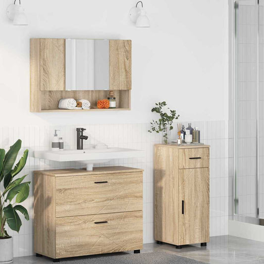 Bathroom Furniture Set 3 pcs Sonoma Oak