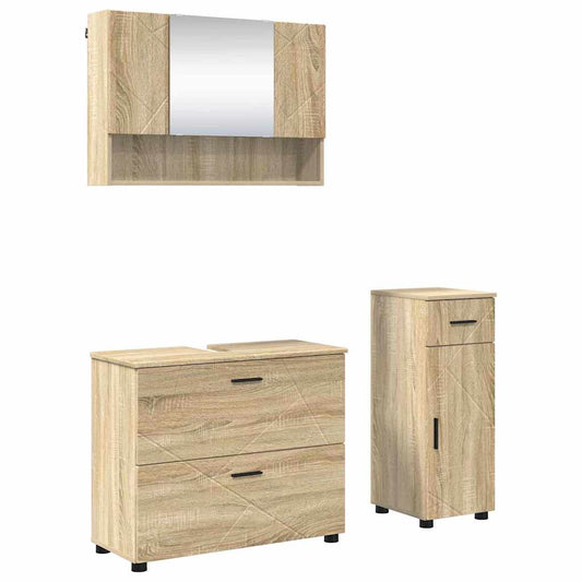 Bathroom Furniture Set 3 pcs Sonoma Oak