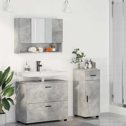 Bathroom Furniture Set 3 pcs Concrete Grey