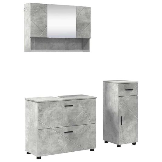 Bathroom Furniture Set 3 pcs Concrete Grey