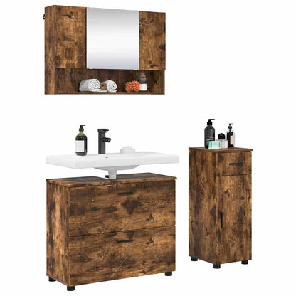 Bathroom Furniture Set 3 pcs Smoked Oak